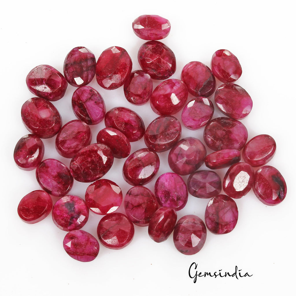 Certified 122.65 Cts/38 Pcs Natural Red Pink Beryl Bixbite Oval Cut Loose Gems