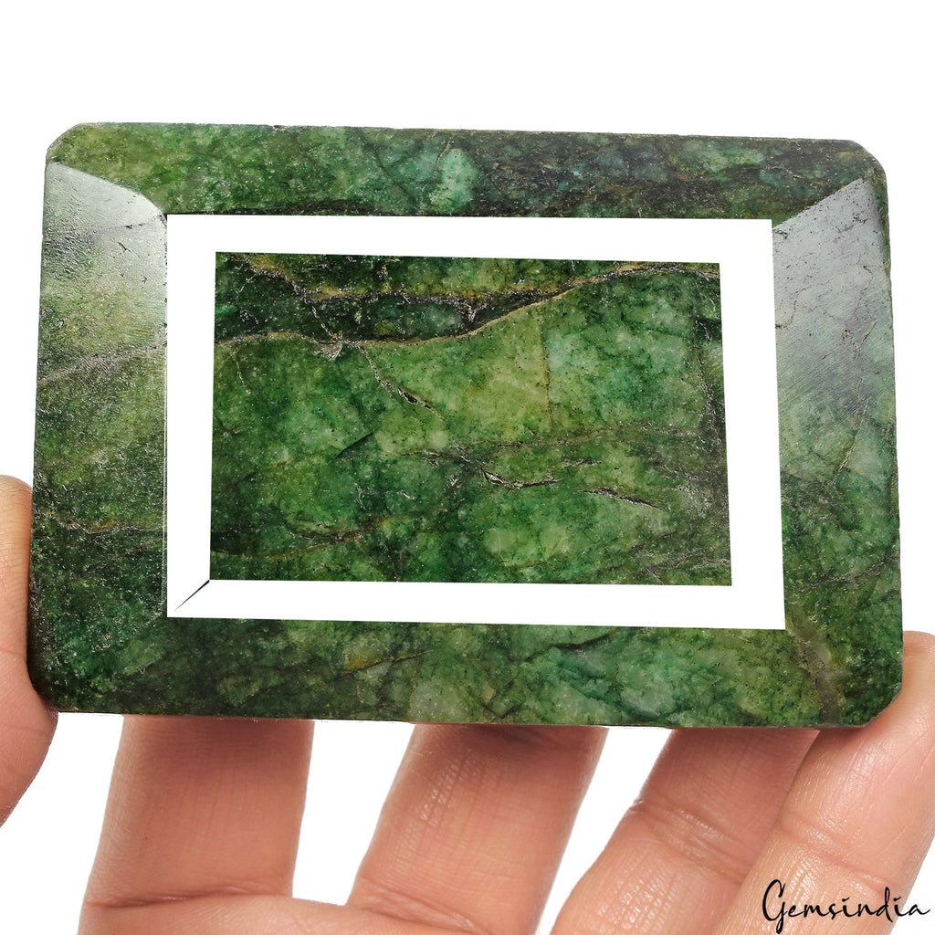 1630 Ct Natural Green Brazilian Emerald Octagon Cut Faceted Earth Mined Gemstone