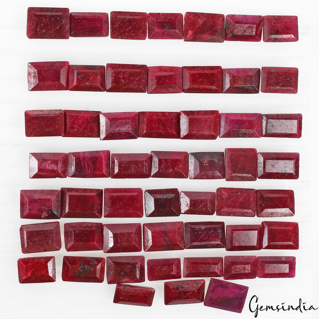 540 Ct/52 Pcs Natural African Red Ruby Loose Baguette Cut Loose Gems For Jewelry