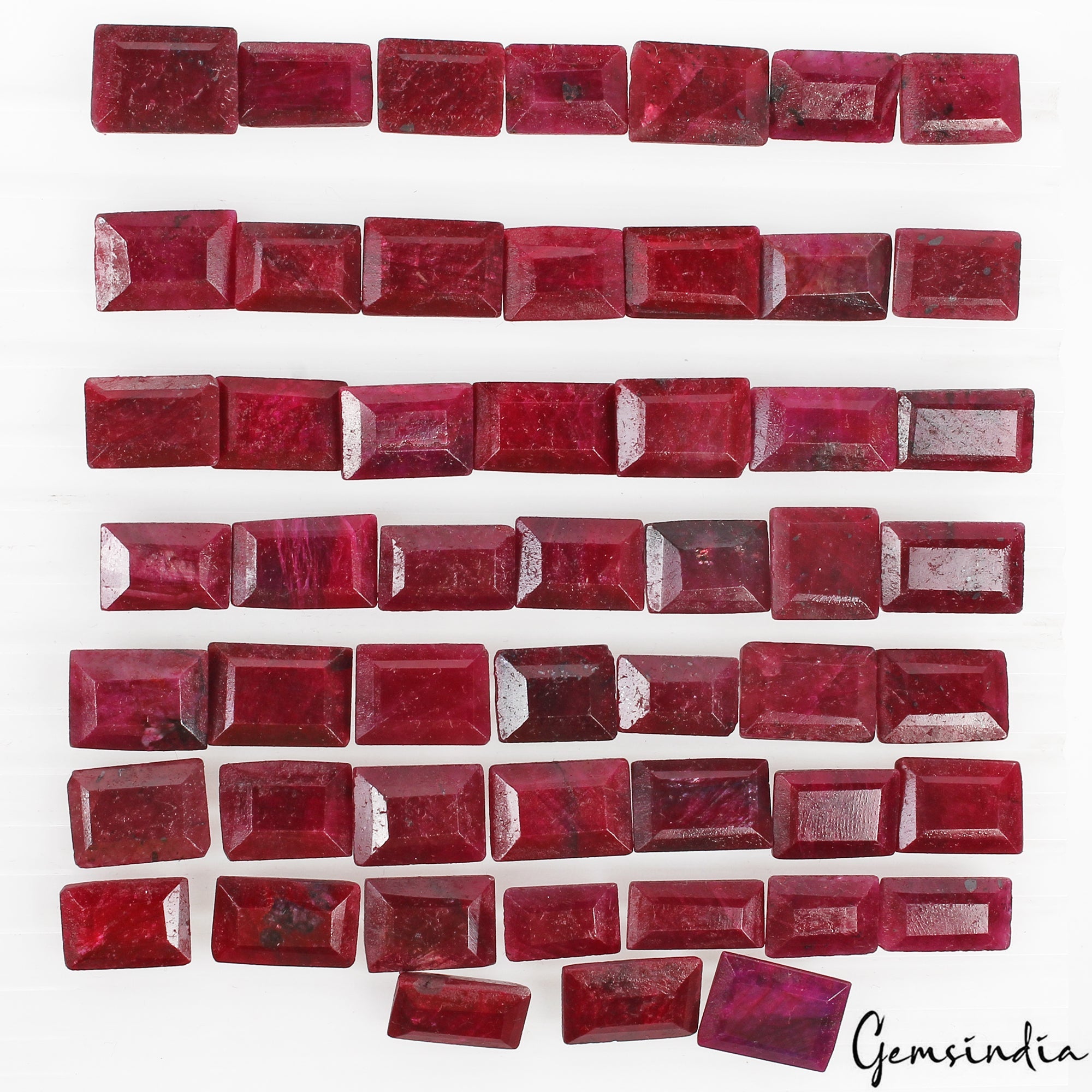 540 Ct/52 Pcs Natural African Red Ruby Loose Baguette Cut Loose Gems For Jewelry