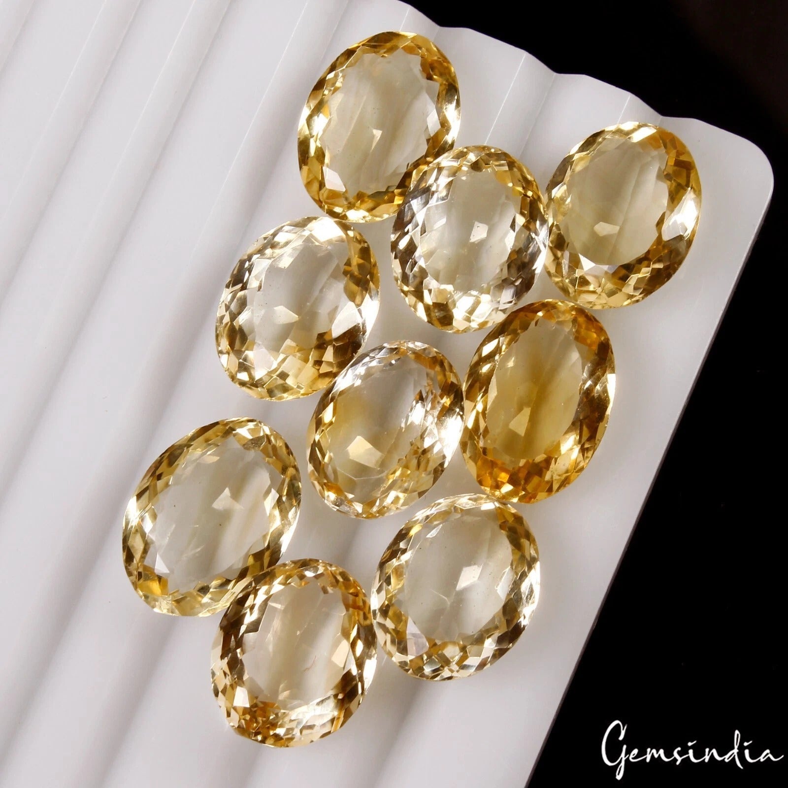 Certified 79.80 Cts/9 Pcs Natural Brazilian Untreated Yellow Citrine Oval Gems