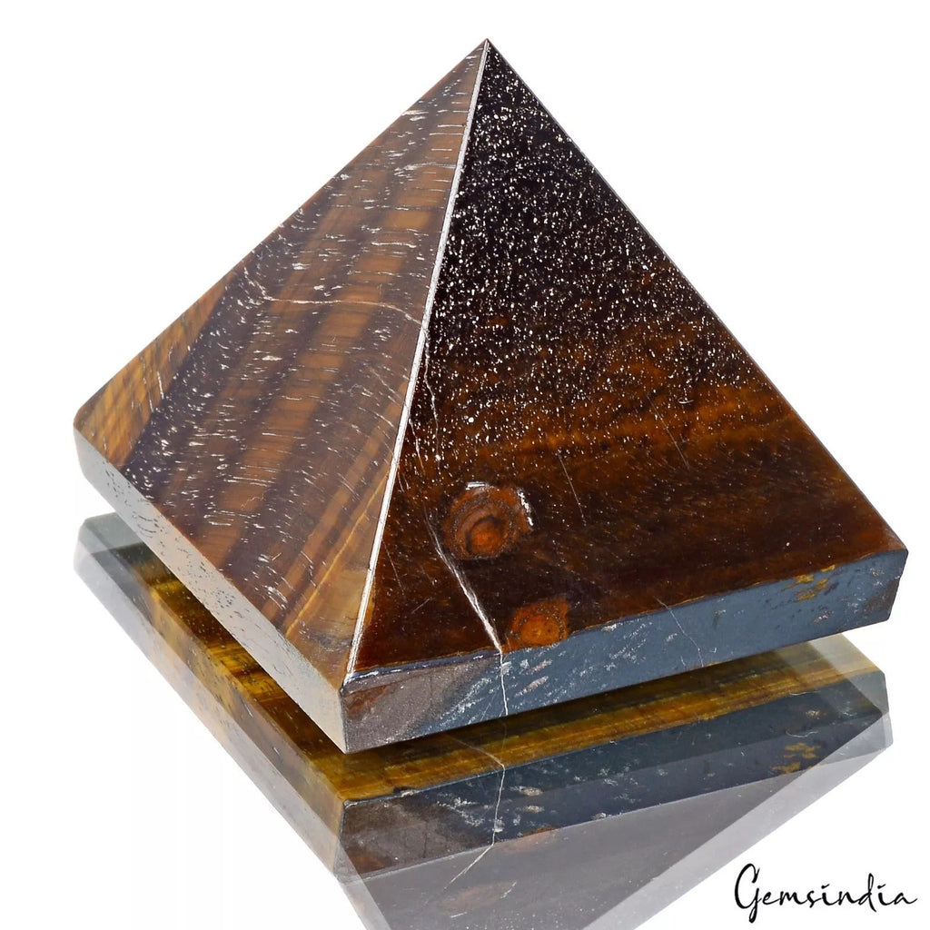 850 Ct Top Natural Brown Tiger Eye Point Pyramid Chakra Meditation Energy Stone