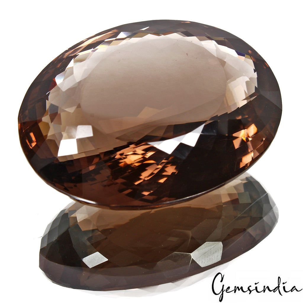 Smoky Quartz Loose Gemstone, Oval Faceted Cut, Untreated — 43x34x18 mm, 172.70 Ct, Madagascar