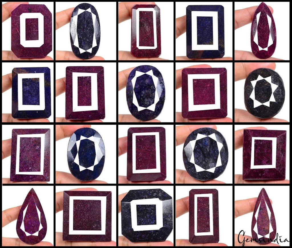 2.5 Kg Natural Ruby & Sapphire Huge Size 42-80mm Wholesale Gemstones Lot 20 Pcs