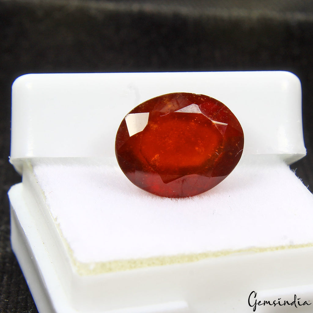 IGL&I Certified 7.35 Cts Natural Hessonite Garnet 12mmx10mm Oval Faceted Cut Gem