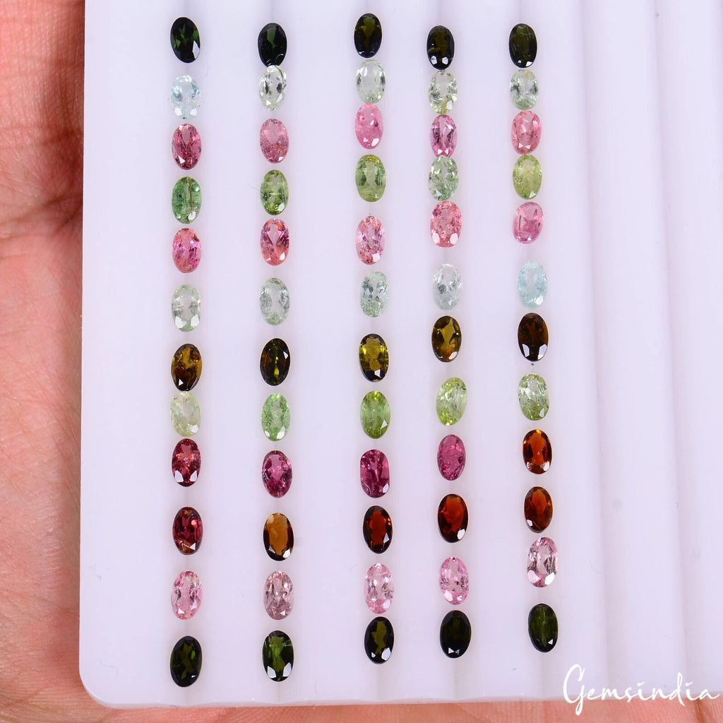 Tourmaline Lot, Loose Gemstone, Untreated, Multi Color — 60 Pieces, 5mm, 14.40 Ct, Mozambique