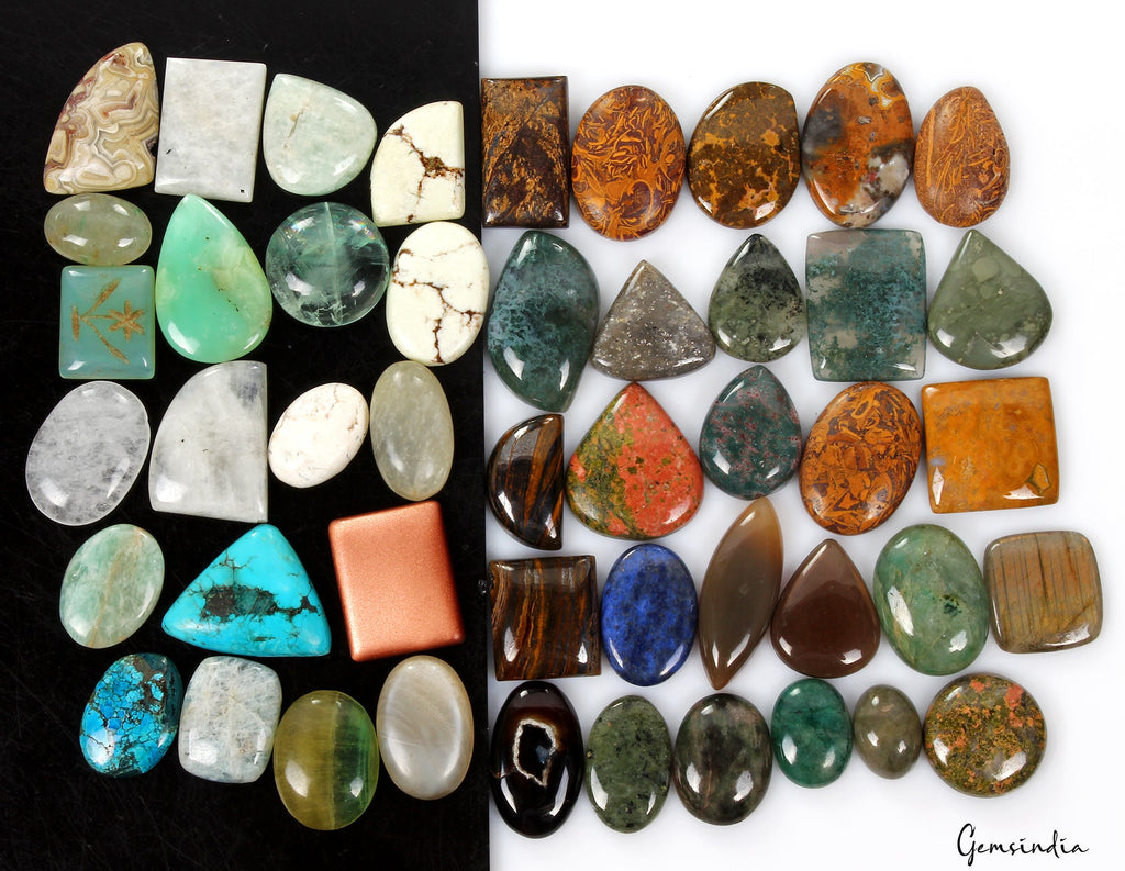 1650 Cts 47Pc Wholesale Lot Natural All Kind Gemstone Mix Shape Cabochon 19-40mm