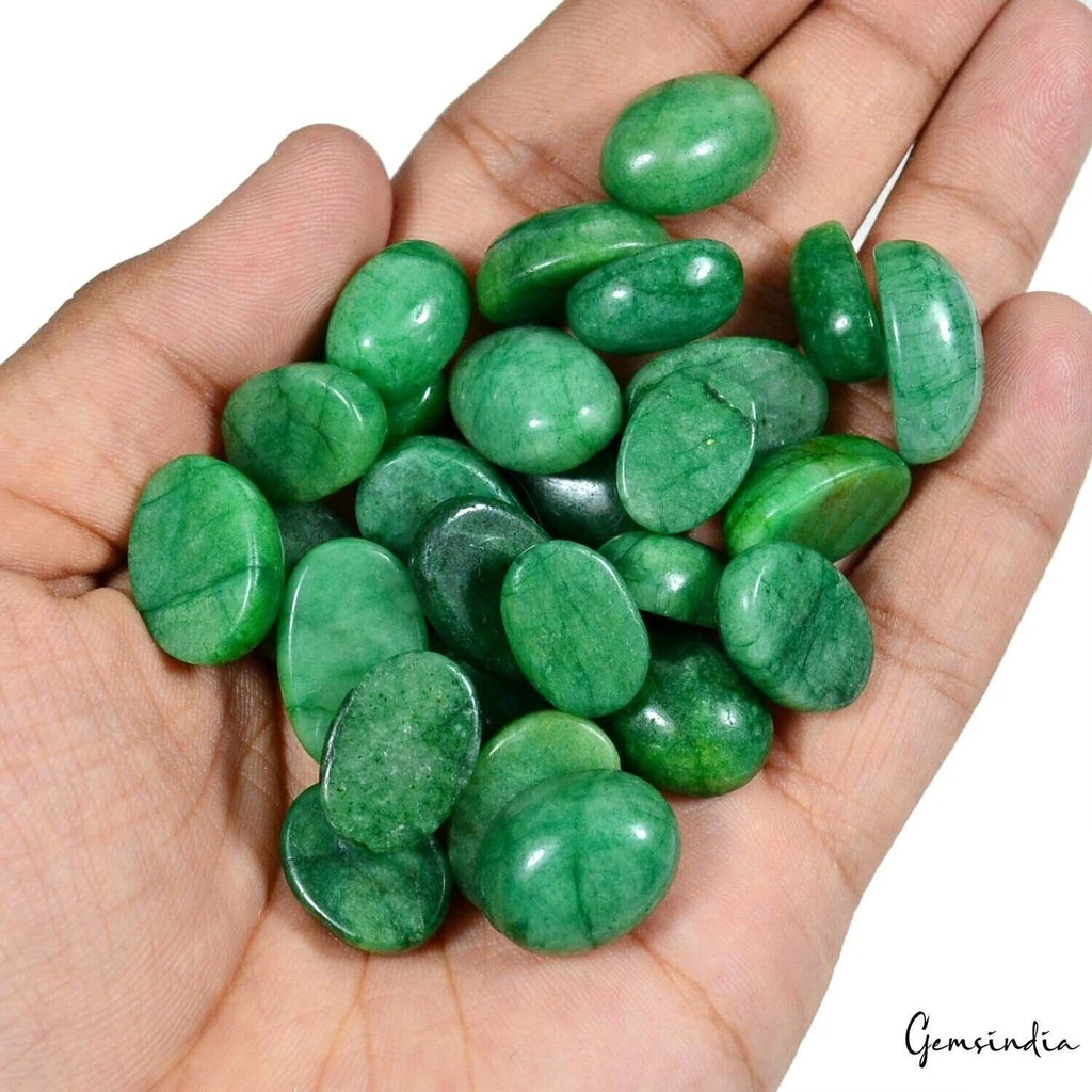 700 Ct Natural Green Brazilian Emerald Oval Cab Loose Gems Lot 43 Pc For Jewelry