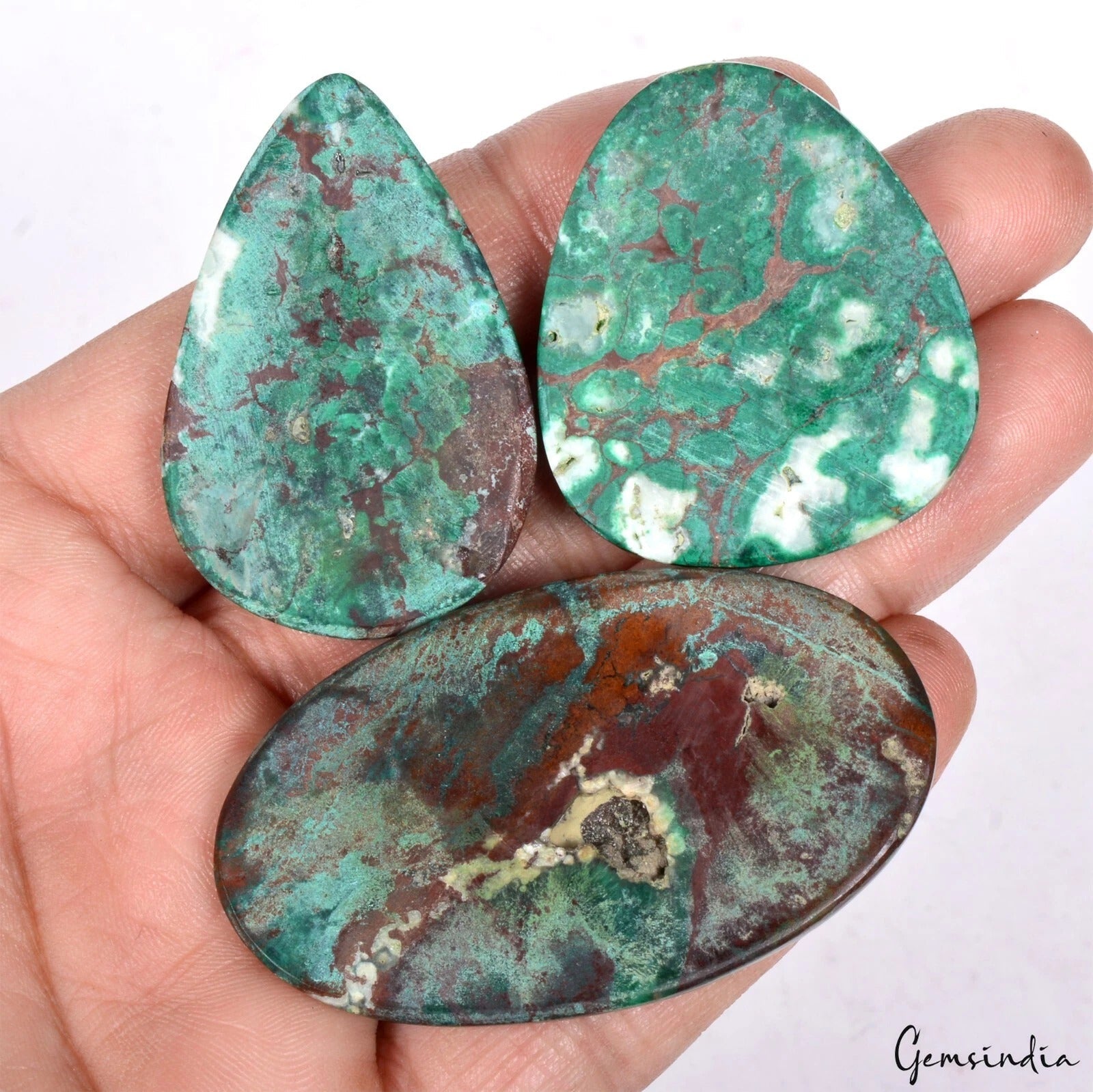 300 Ct Natural Untreated Multicolor Chrysocolla Mix Cabochon Loose Gems Lot 3 Pc