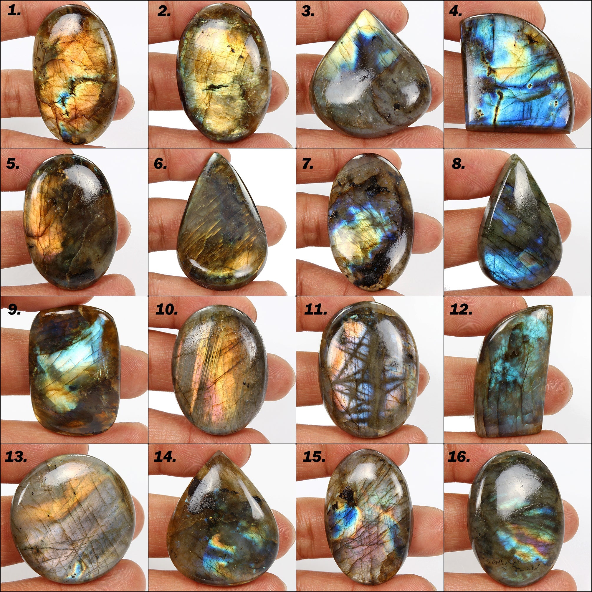 1660 Cts/16 Pcs Natural Untreated Spectrolite Labradorite Mix Cab Loose Gems Lot