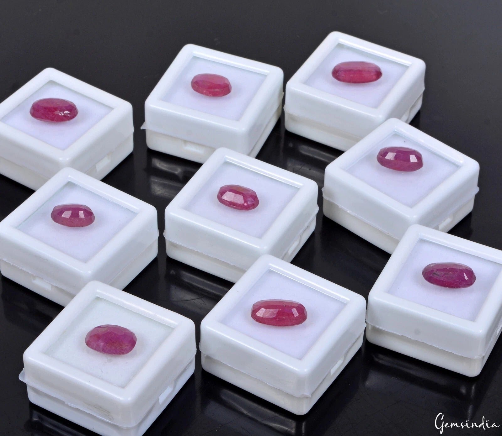 9 Pcs Natural Mozambique Ruby Red Oval Cut Top Quality Certified Gemstones 38+Ct