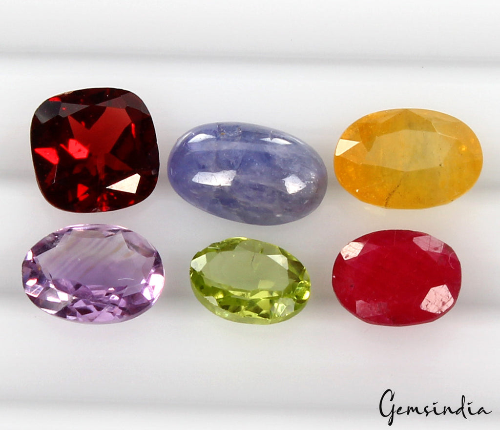 Lot of Natural Stones Semi Precious Mix Cut Gems For Jewelry Collection 6 Pcs