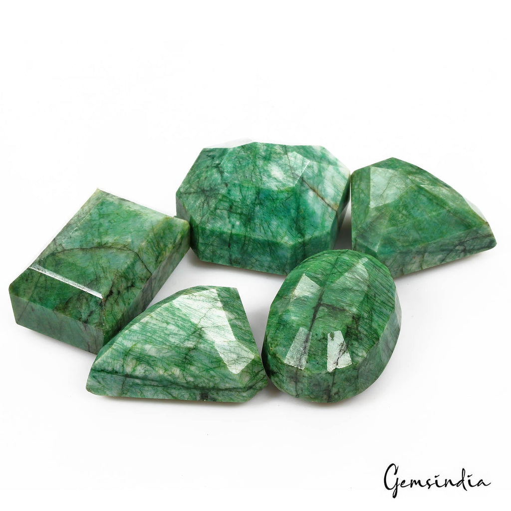 2180 Cts/5 Pcs Natural Brazilian Green Emerald Mix Cut Loose Gems Wholesale Lot