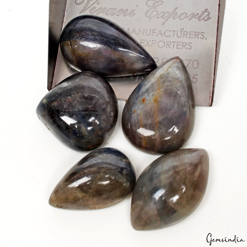 Untreated Blue Gray Sapphire 300Ct Mix Cabochon Loose 24-32mm Certified Gems Lot