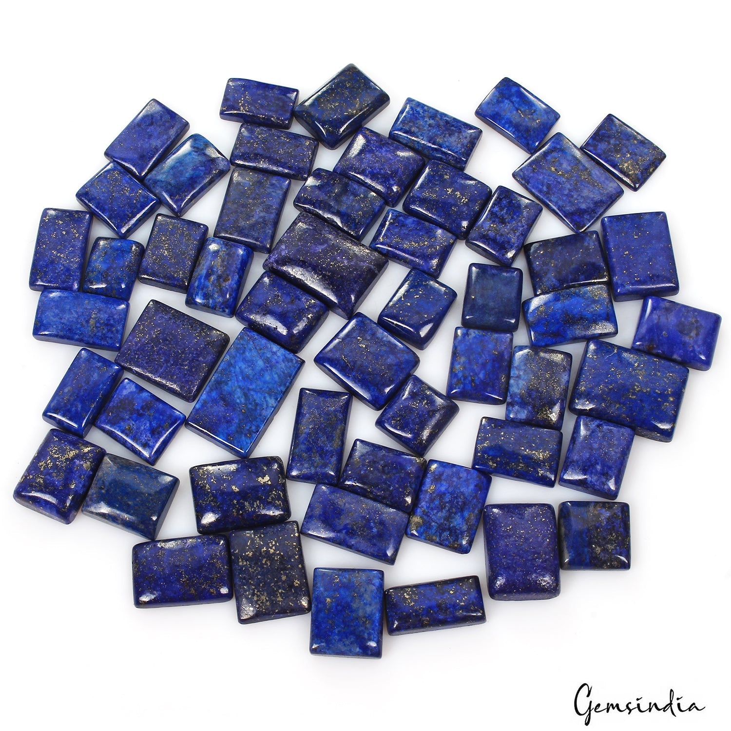 700 Ct/53 Pcs Natural Blue Lapis Lazuli Gold Flecks Rectangle Cab Wholesale Gems