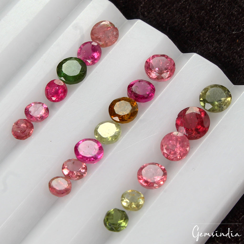 Tourmaline Lot, Loose Gemstone, Round Cut, Multi Color — 19 Pieces, 3mm to 5mm, 5.10 Ct