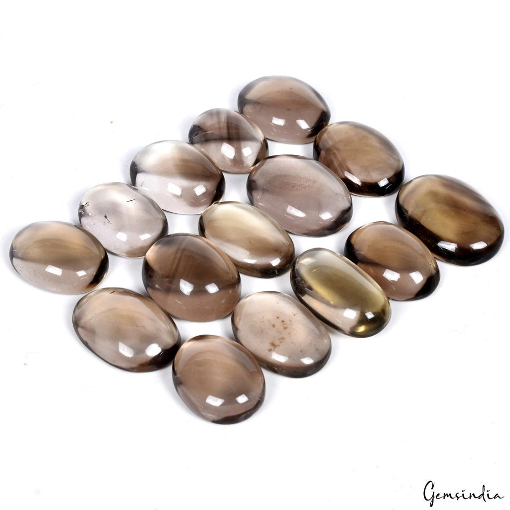 15 Pcs Natural Brown Smoky Quartz Oval Cabochon Loose Untreated Gemstones ~630Ct