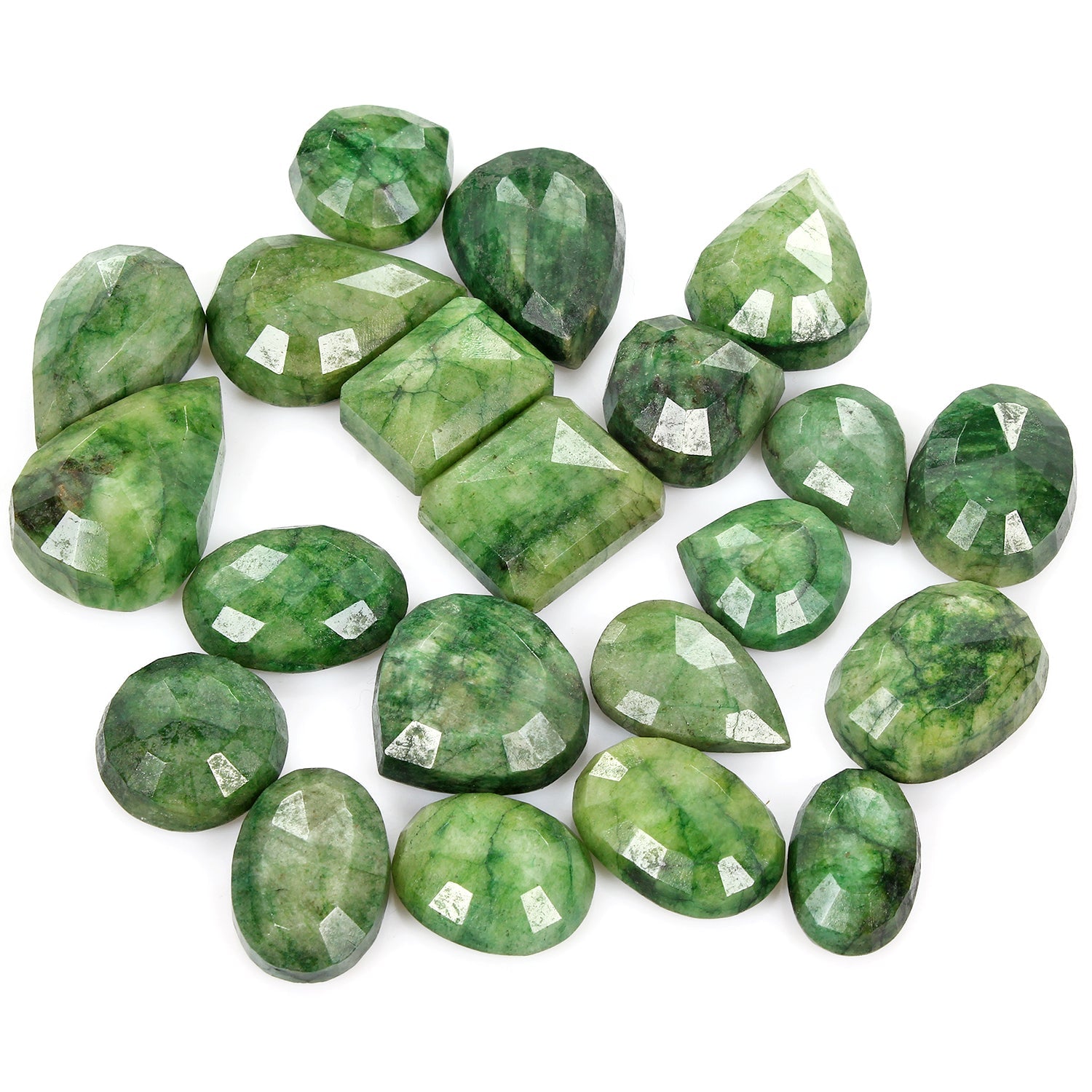 100% Natural Green Emerald Mix Cut Loose Faceted 22mm-35mm Gemstones ~ 1000 Ct