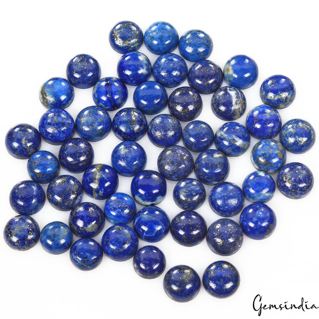 Pyrite Lot, Cabochon, Blue — 50 Pieces, 9mm, 200 Ct, Afghanistan