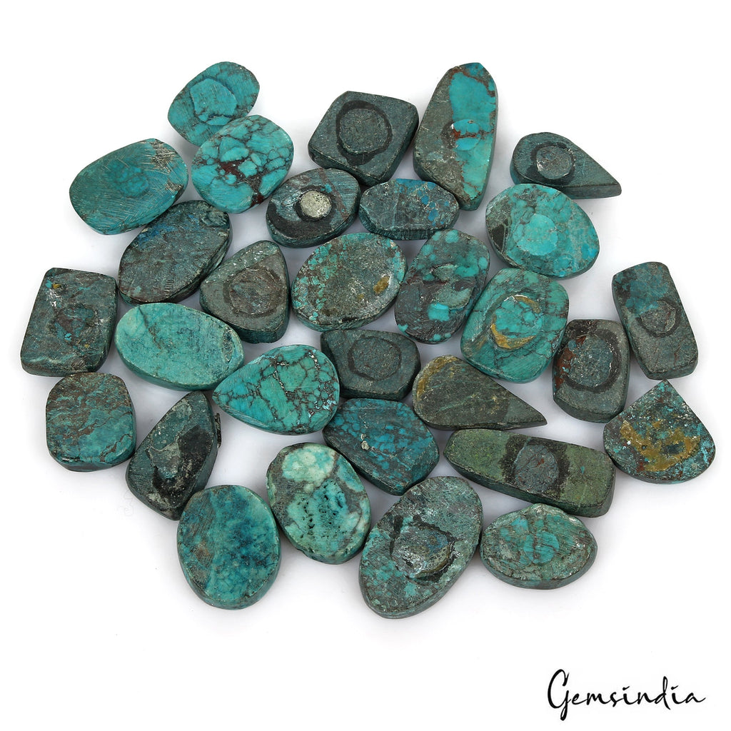 520 Ct Natural Spiderweb Blue Turquoise Oval Cabochon Loose Gemstone Lot 30 Pcs
