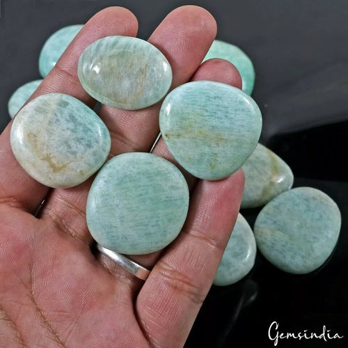 Amazonite Lot, Cabochon, Untreated, Blue — 15 Pieces, 24mm to 30mm, 600 Ct, Madagascar
