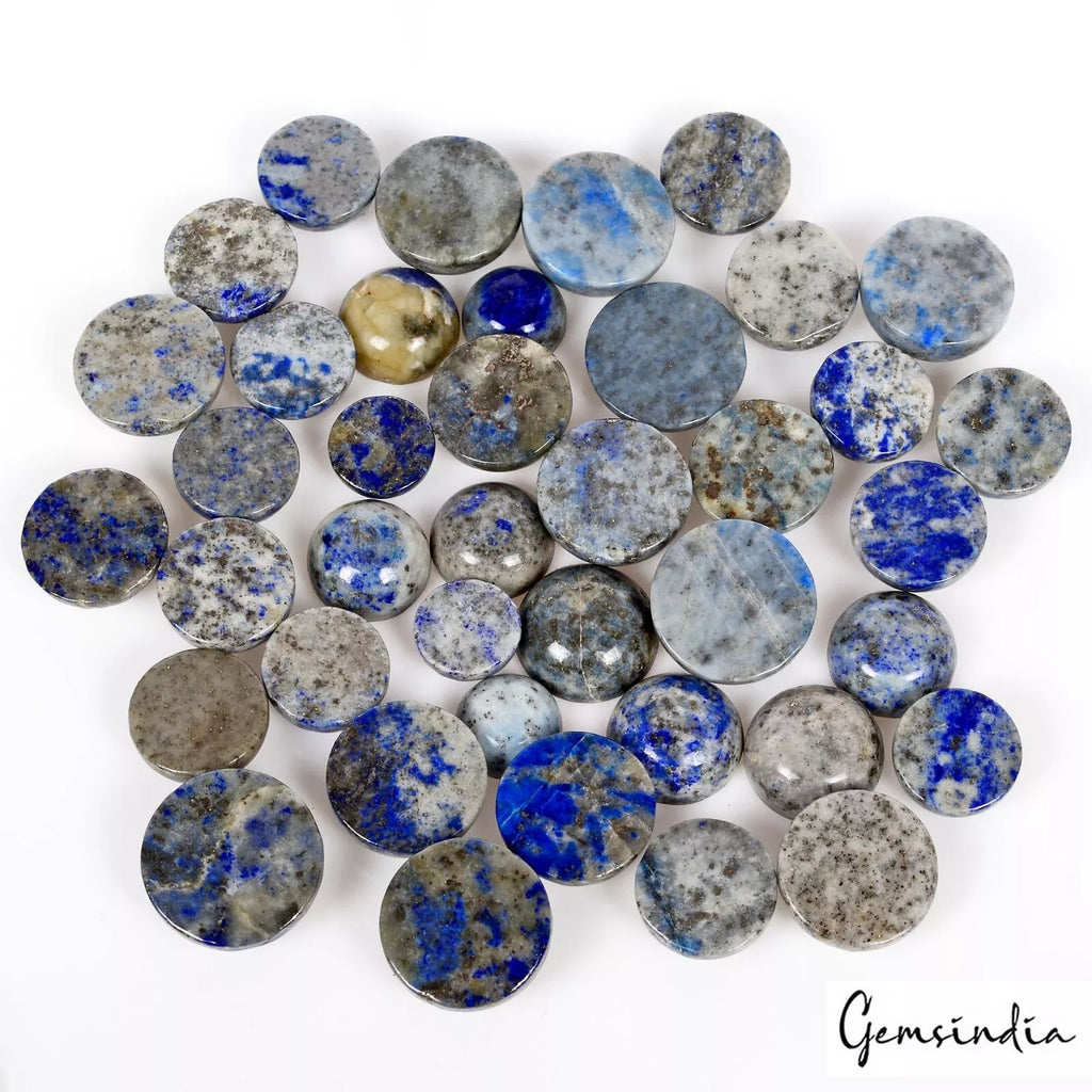 Lapis Lazuli Lot, Cabochon, Blue — 40 Pieces, 10mm, 500 Ct, India