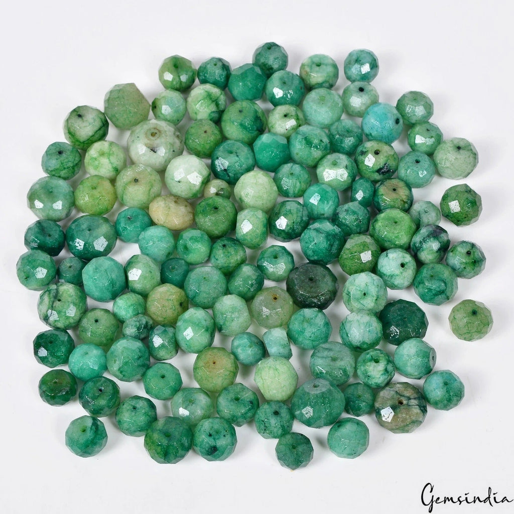 109 Pcs Natural Finest Green Em1erald Round Cut Loose Drilled Beads Lot~ 1020 Ct