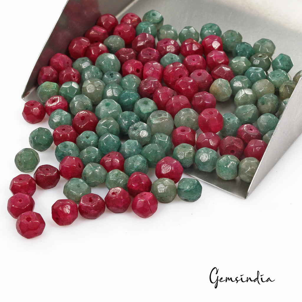 Quartz Beaded Strand, Color Enhanced, Red — 11", 360 Ct, Brazil