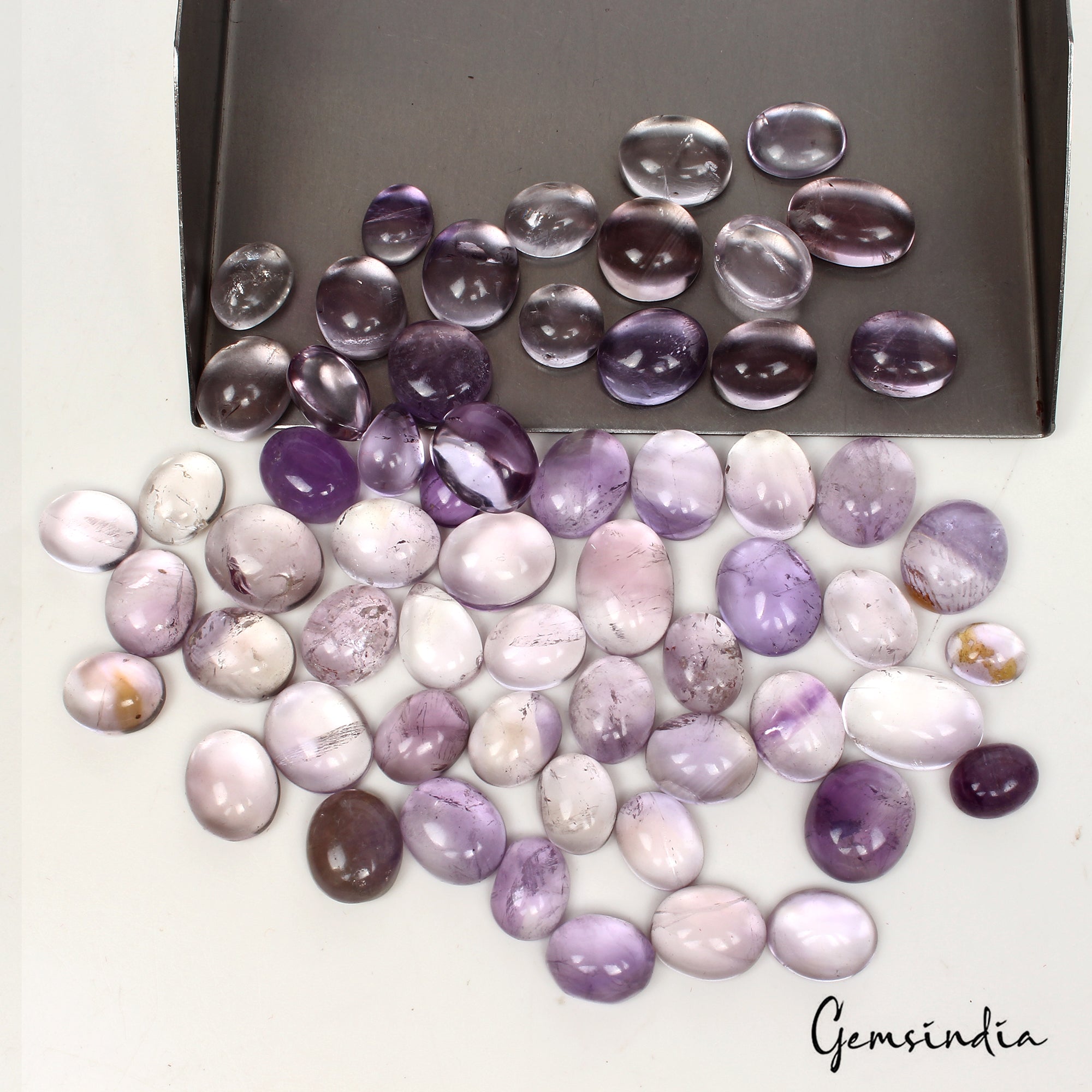 230 Cts/60 Pcs Natural Untreated Purple Amethyst Oval Cab Loose Gems For Jewelry