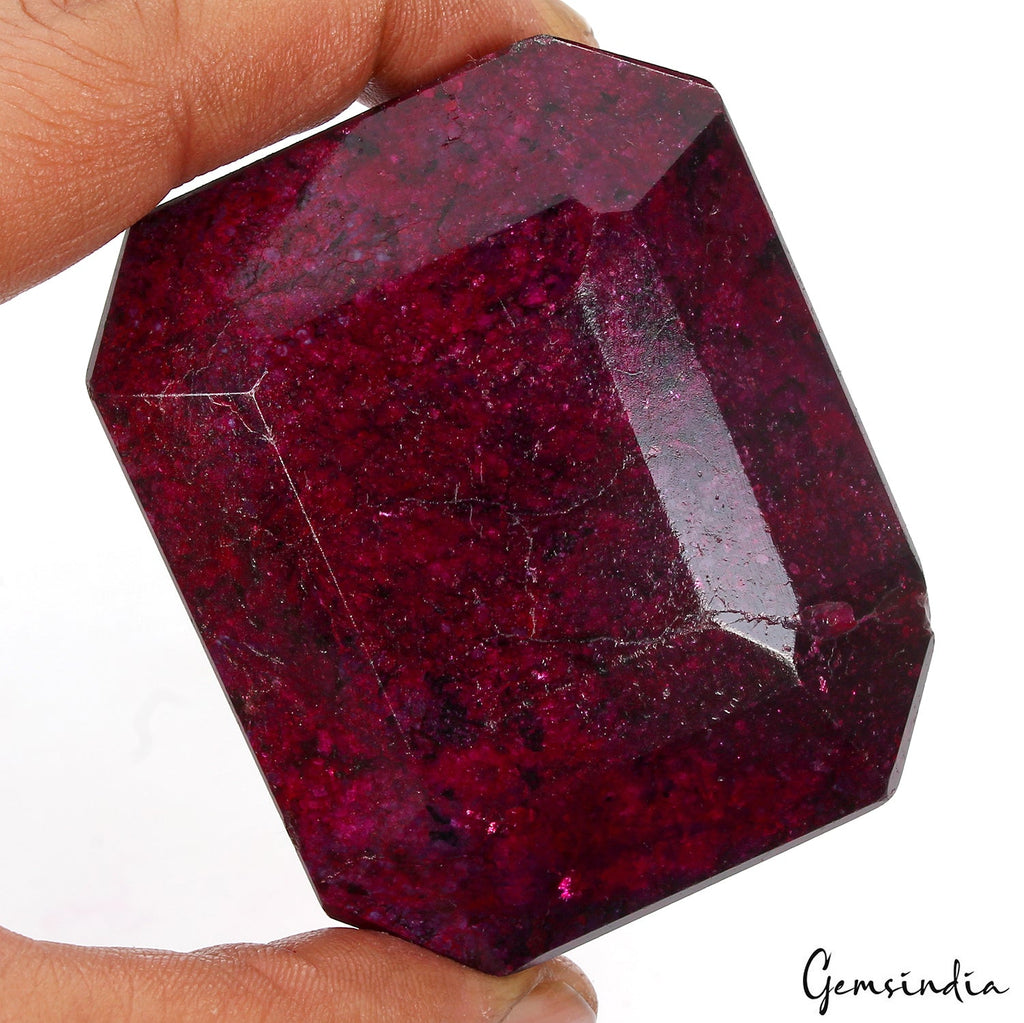 1550Ct Natural Red Ruby Huge Madagascar Earth Mined Octagon Cut Gemstone 68*55mm