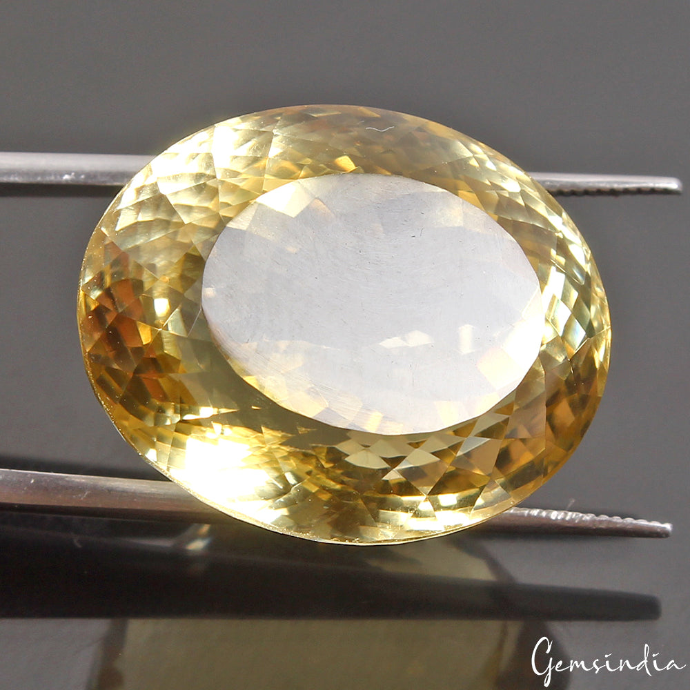 56.80 Cts Natural Untreated Brazilian Yellow Citrine Oval Faceted Huge Loose Gem