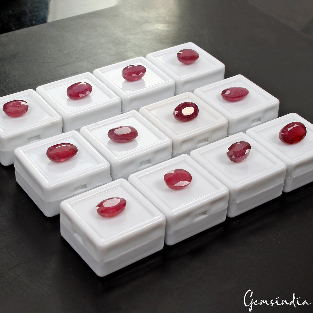 Certified 75.10 Ct/12 p Natural Mozambique Red Ruby Oval Top Grade Gemstones Lot