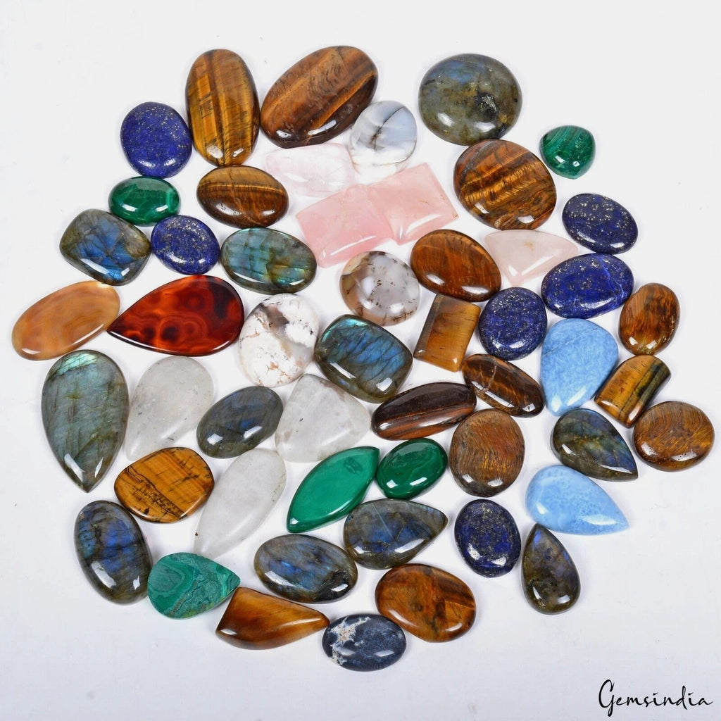 1850 Ct. Wholesale Lot Natural Cabochon Flatback Semi-precious Gemstones /52 Pcs