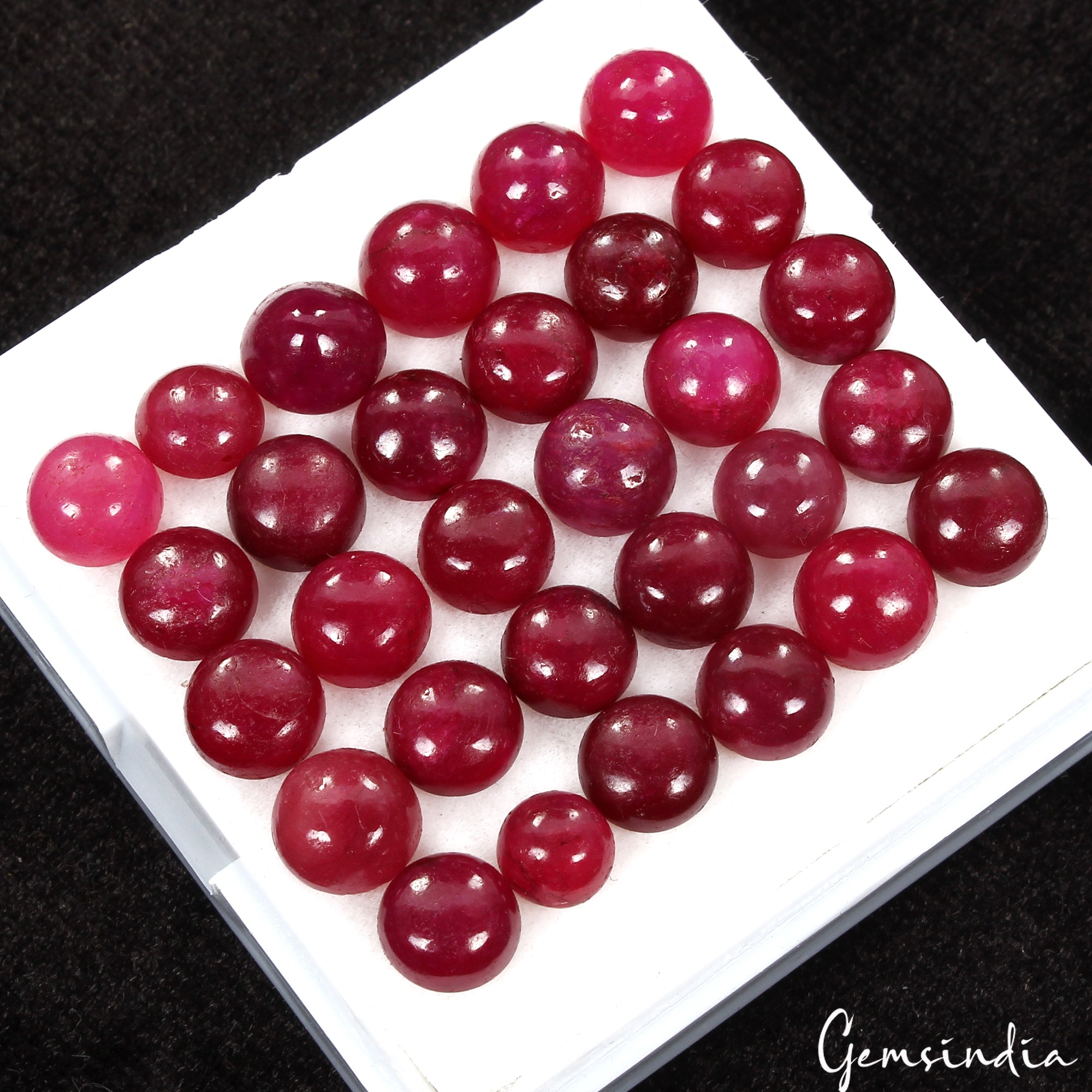 Natural Pink Red Ruby Cabochon 5-6mm Round Loose Wholesale Gemstones Lot 30 Pcs
