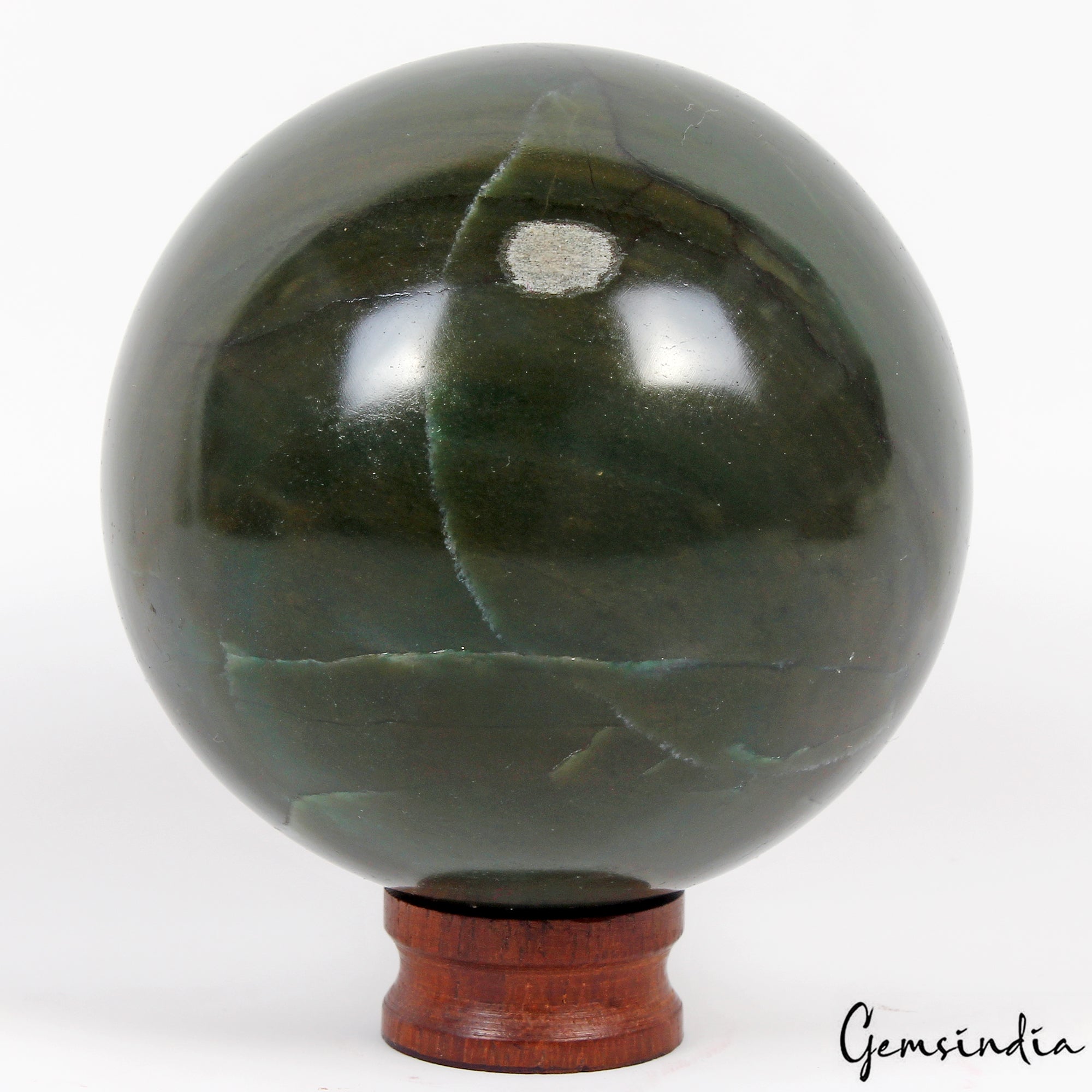 600 Gram Natural Green Jasper 3 in Sphere Crystal Ball Reiki Healing Gem w/Stand