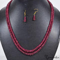 289+Ct Natural Red Ruby Round Beaded Handmade Double Strand Necklace & Earring
