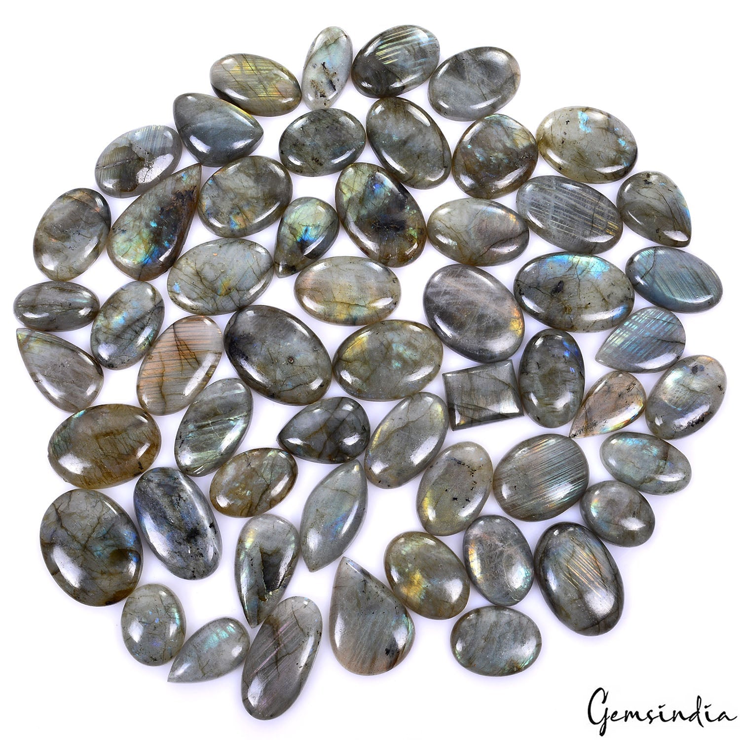 2000 Cts/55 Pcs Natural Multi Shine Labradorite Mix Cab Loose Gems Wholesale Lot