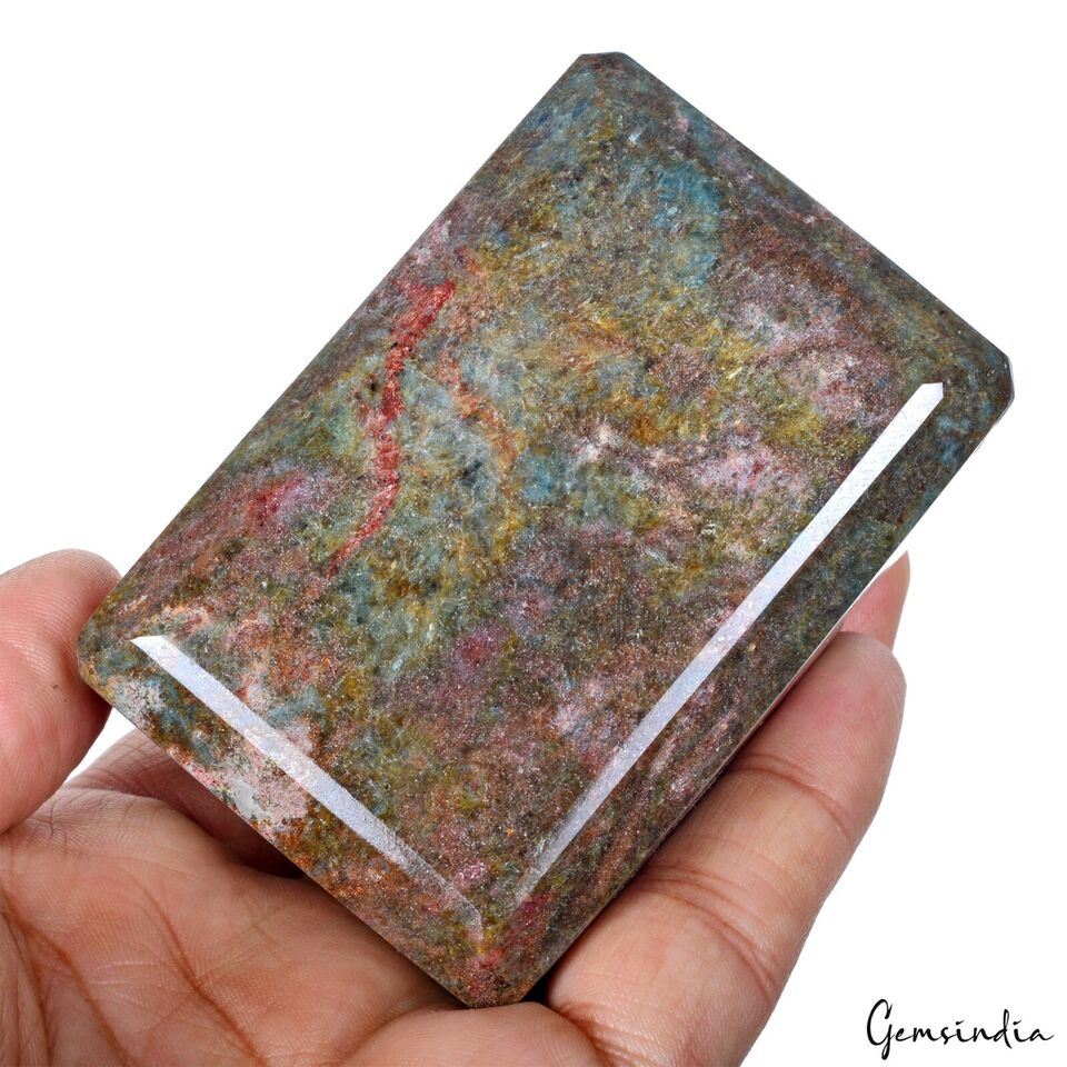 570 Gram Natural Untreated Ruby Kyanite Octagon Faceted Huge Size Loose Gemstone