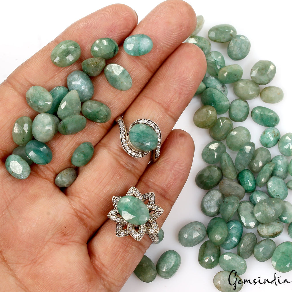 230.55 Ct Natural Green Brazilian Emerald Oval Faceted Loose Wholesale Lot 79 Pc
