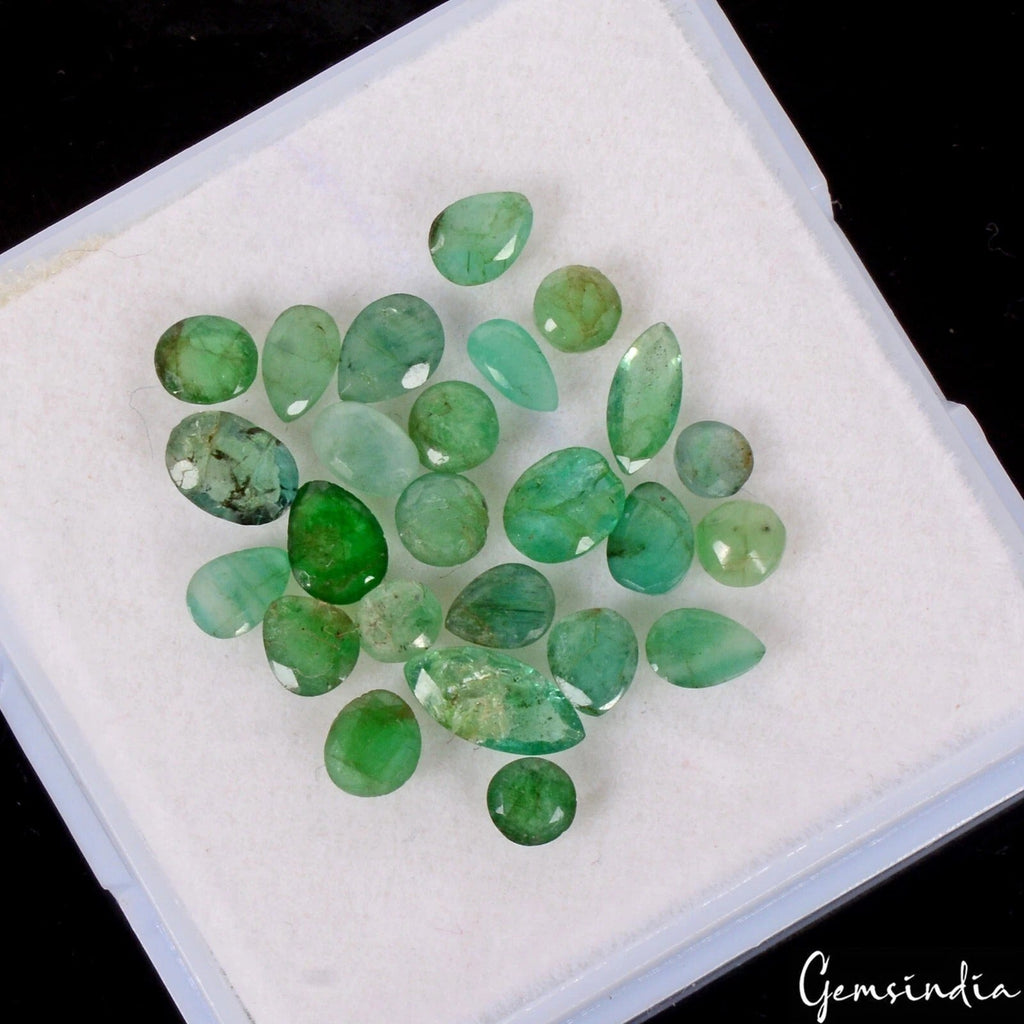 6.50 Ct/25 Pcs Natural Untreated Colombian Green Emerald Mix Cut Loose Gems Lot