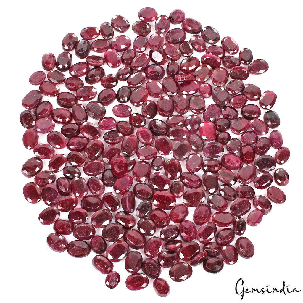 Certified 3000 Ct/195 Pcs Natural Red Ruby Oval Cut Faceted Loose Gemstone Lot
