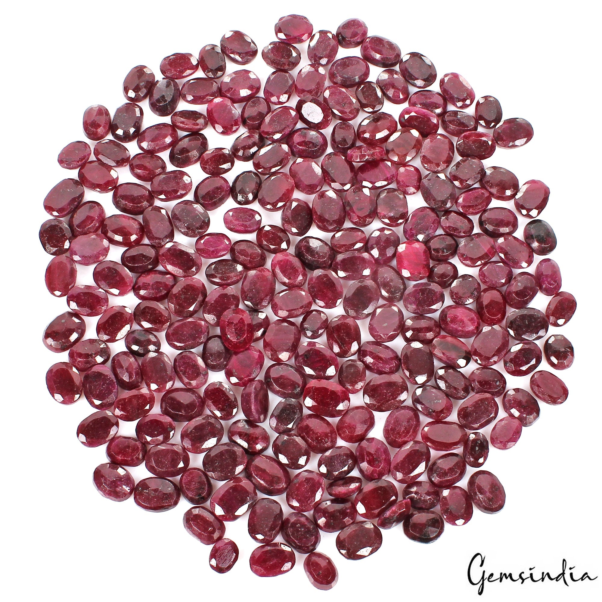 Certified 3000 Ct/195 Pcs Natural Red Ruby Oval Cut Faceted Loose Gemstone Lot