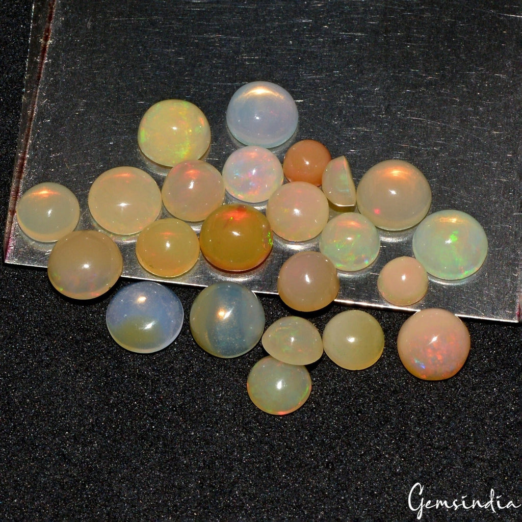9 Cts/23 Pcs Natural Multi Fire Shine Australian Opal Round Cab 3-6mm Gems Lot