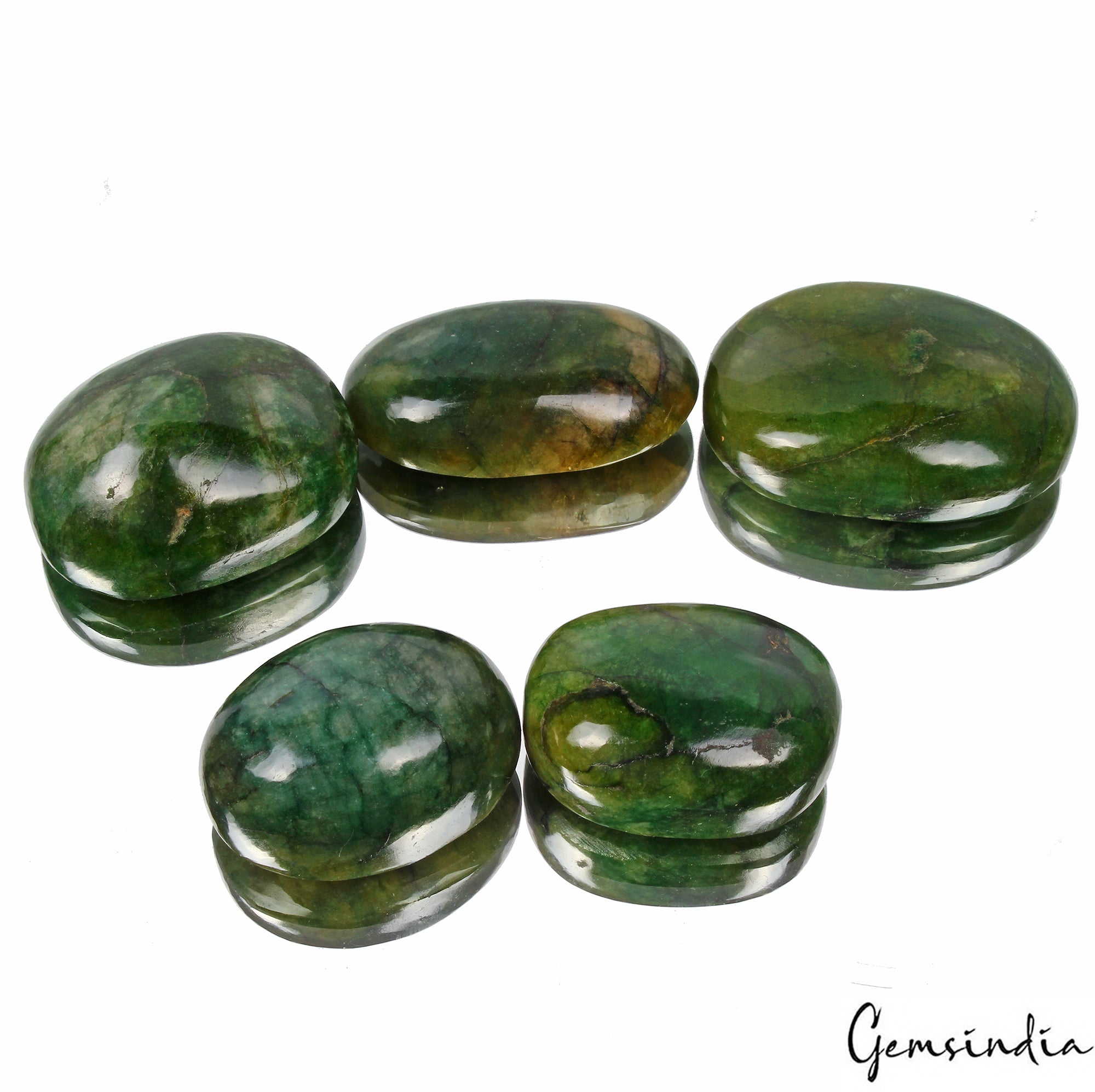 1320Ct/5 Pcs Natural Brazilian Bottle Green Emerald Mix Cab Loose Wholesale Gems