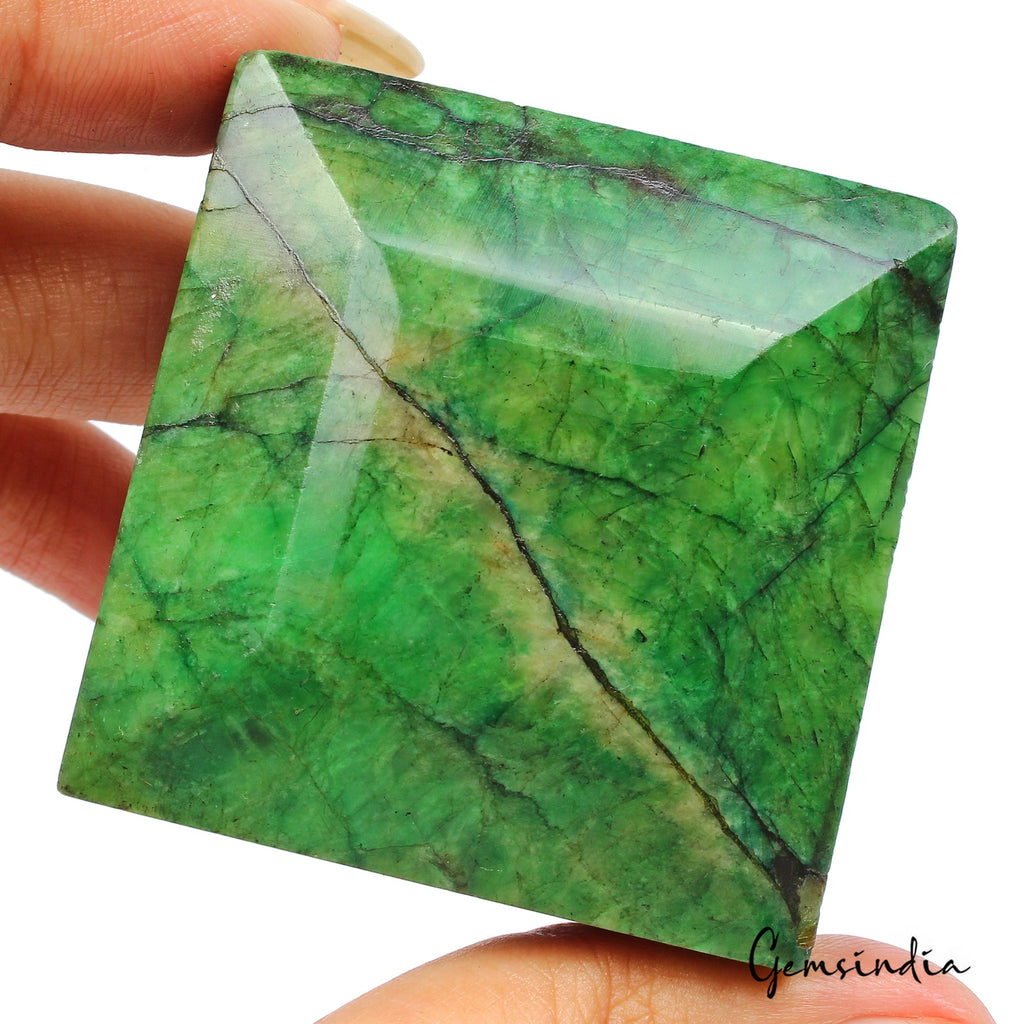650 Ct Natural Green Brazilian Emerald Uneven Square Faceted Earth Mined Gems