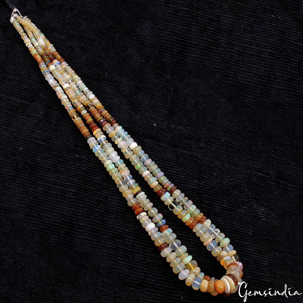 135 Ct/2 Strand Natural Untreated Welo Fire Shine Ethiopian Opal Round Beads 17"