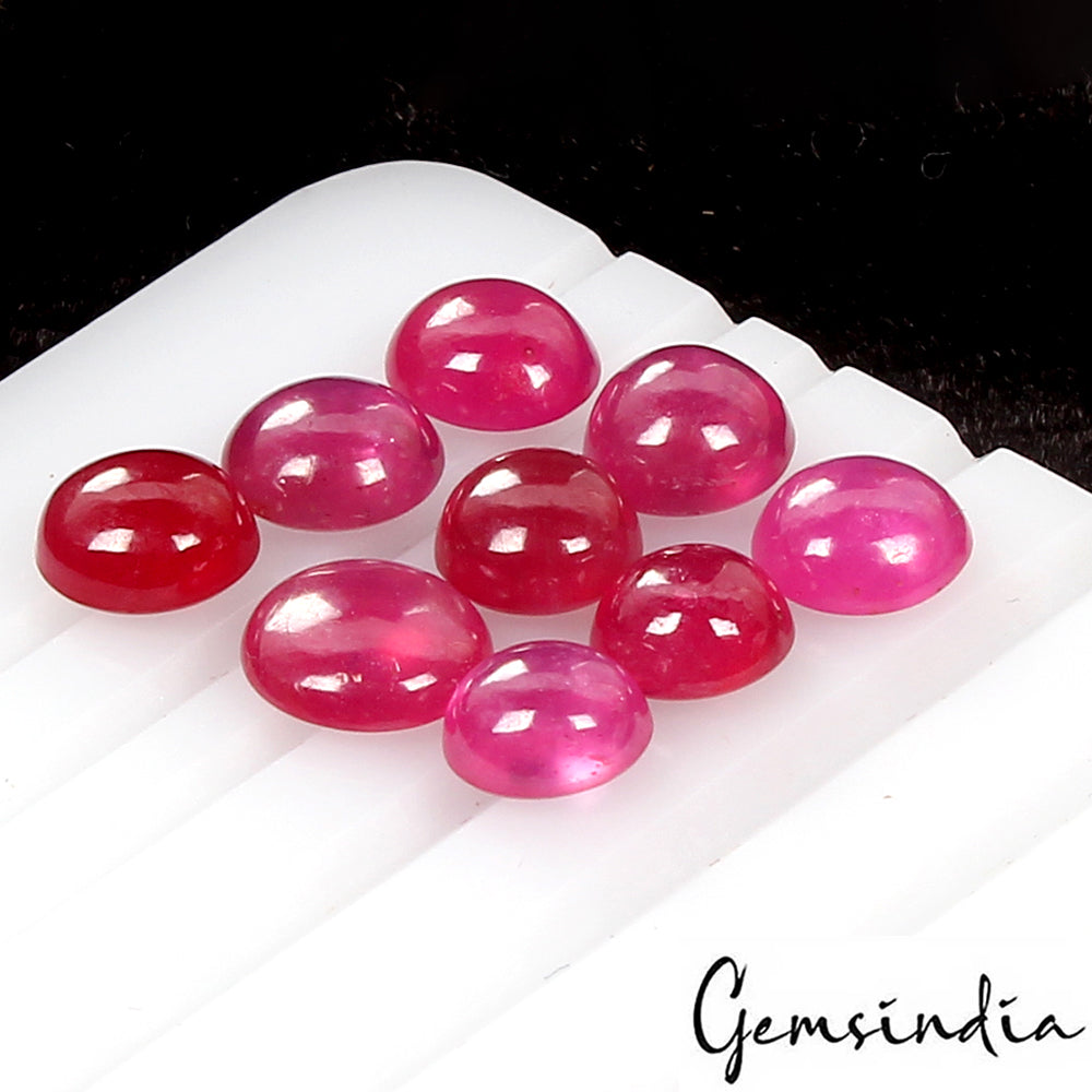 5-7mm Round Cabochon Natural Red Mozambique Ruby Loose Certified AAA Grade Gems