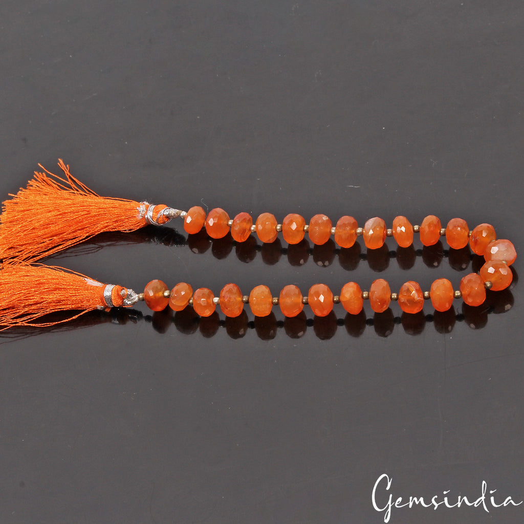 Carnelian Beaded Strand, Untreated, Orange — 8mm to 9mm, 90.20 Ct