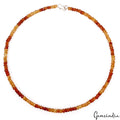 Natural Hessonite Garnet 5mm Rondelle Beads Silver Lock Handmade Necklace~ 18"