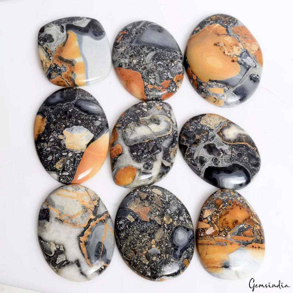 500 Ct Natural Untreated Magliano Jasper Mix Cabochon Loose Gemstone Lot 9 Pcs